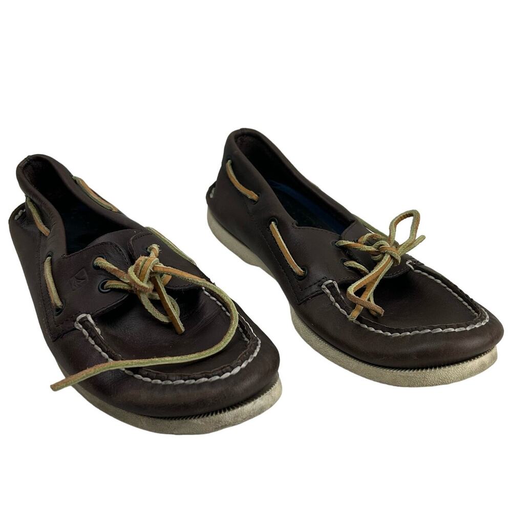 Sperry Top Sider Men's 2-Eye Brown Leather Boat Shoe Loafers 0195115 Size 10M